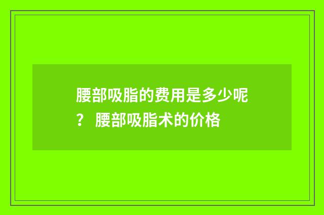 腰部吸脂的费用是多少呢？ 腰部吸脂术的价格