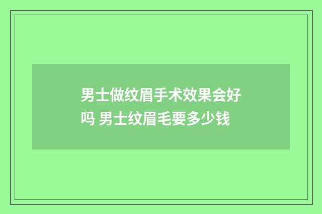 男士做纹眉手术效果会好吗 男士纹眉毛要多少钱