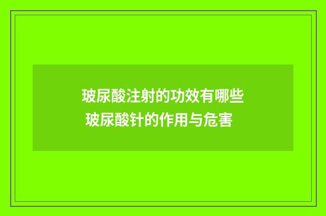 玻尿酸注射的功效有哪些 玻尿酸针的作用与危害