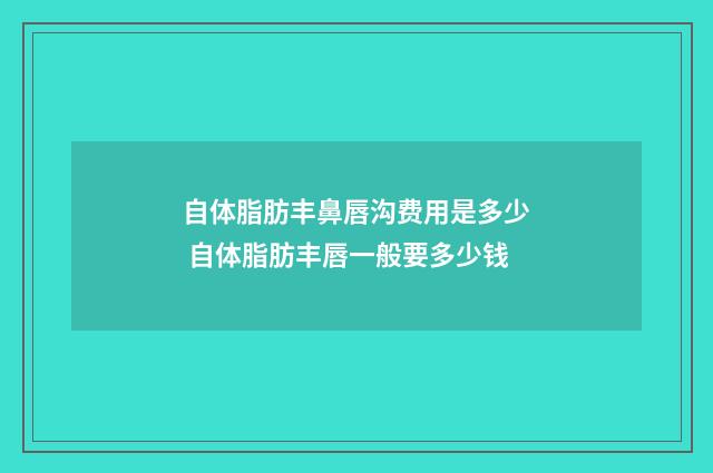 自体脂肪丰鼻唇沟费用是多少 自体脂肪丰唇一般要多少钱
