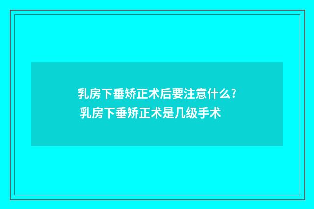 乳房下垂矫正术后要注意什么? 乳房下垂矫正术是几级手术