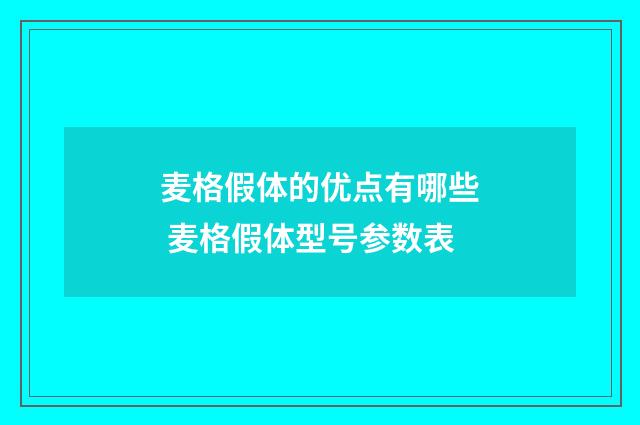 麦格假体的优点有哪些 麦格假体型号参数表