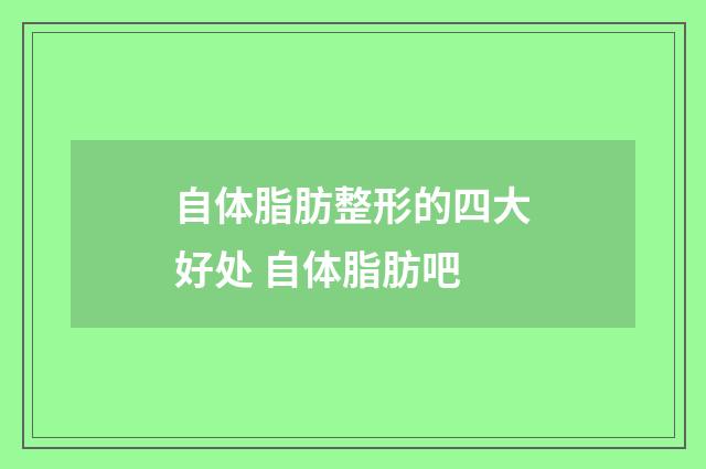 自体脂肪整形的四大好处 自体脂肪吧