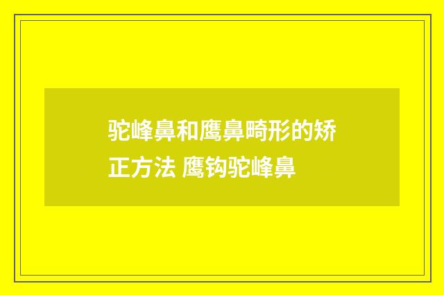 驼峰鼻和鹰鼻畸形的矫正方法 鹰钩驼峰鼻
