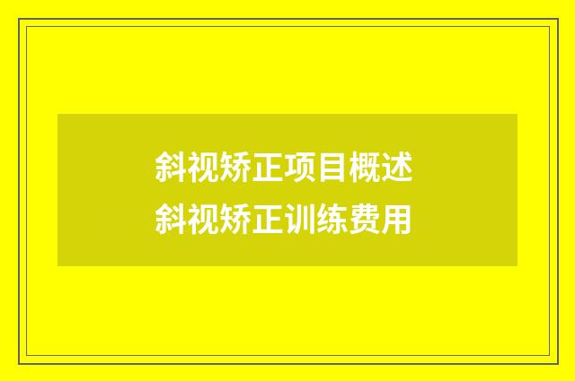 斜视矫正项目概述 斜视矫正训练费用