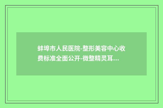蚌埠市人民医院-整形美容中心收费标准全面公开-微整精灵耳案例