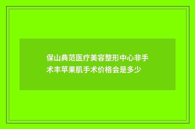 保山典范医疗美容整形中心非手术丰苹果肌手术价格会是多少