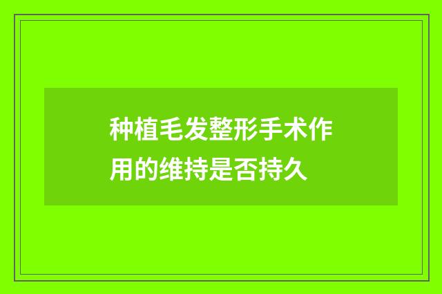 种植毛发整形手术作用的维持是否持久