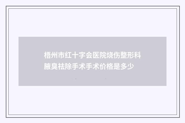梧州市红十字会医院烧伤整形科腋臭祛除手术手术价格是多少