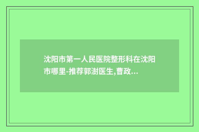 沈阳市第一人民医院整形科在沈阳市哪里-推荐郭澍医生,曹政医生