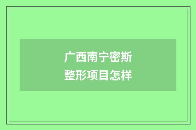 广西南宁密斯整形项目怎样