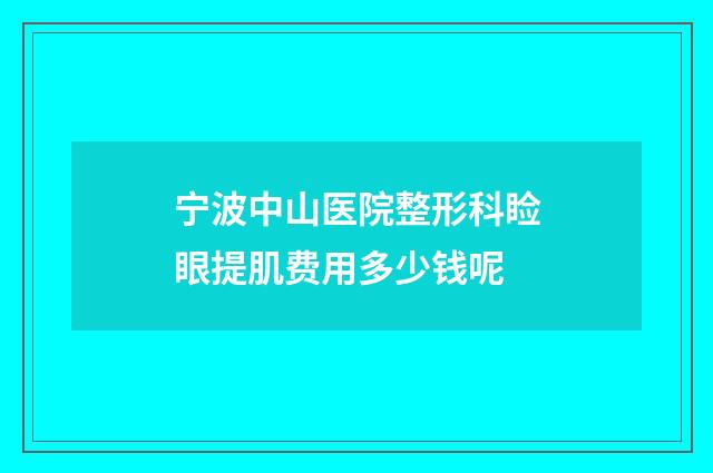 宁波中山医院整形科睑眼提肌费用多少钱呢
