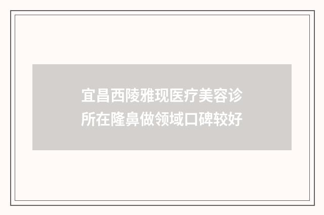 宜昌西陵雅现医疗美容诊所在隆鼻做领域口碑较好