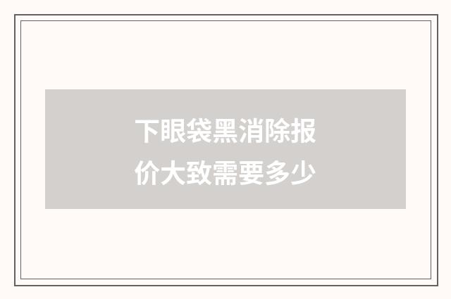 下眼袋黑消除报价大致需要多少