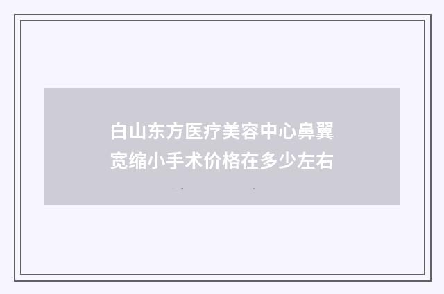 白山东方医疗美容中心鼻翼宽缩小手术价格在多少左右