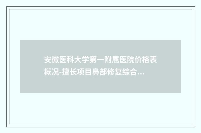 安徽医科大学第一附属医院价格表概况-擅长项目鼻部修复综合等