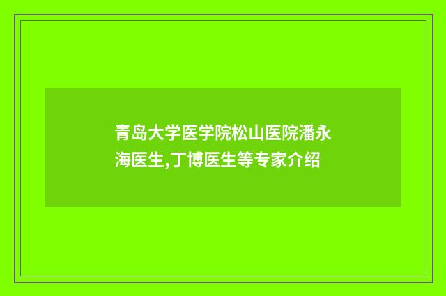 青岛大学医学院松山医院潘永海医生,丁博医生等专家介绍
