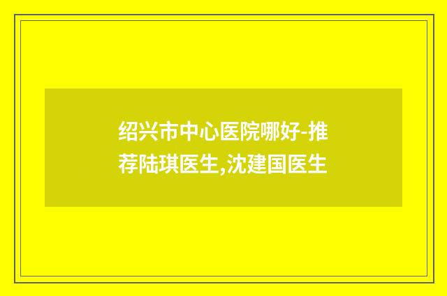 绍兴市中心医院哪好-推荐陆琪医生,沈建国医生