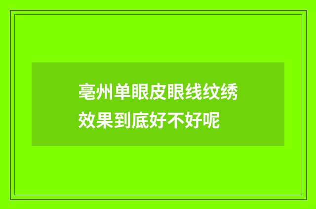 亳州单眼皮眼线纹绣效果到底好不好呢