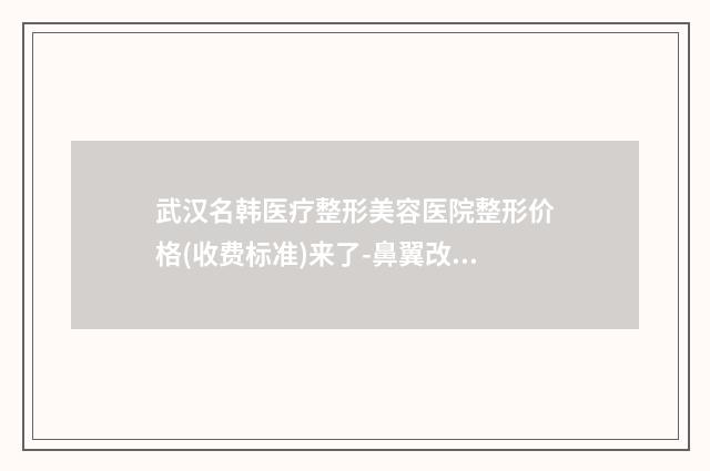 武汉名韩医疗整形美容医院整形价格(收费标准)来了-鼻翼改薄手术案例