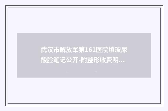 武汉市解放军第161医院填玻尿酸脸笔记公开-附整形收费明细