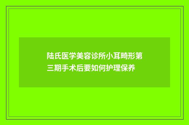 陆氏医学美容诊所小耳畸形第三期手术后要如何护理保养