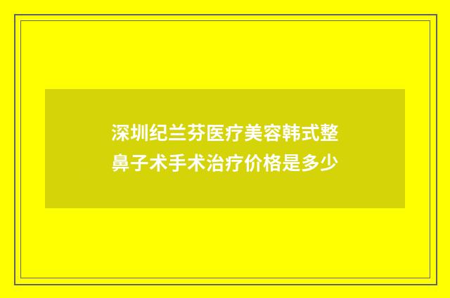 深圳纪兰芬医疗美容韩式整鼻子术手术治疗价格是多少