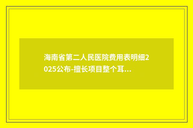 海南省第二人民医院费用表明细2025公布-擅长项目整个耳朵等