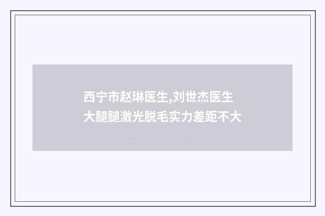 西宁市赵琳医生,刘世杰医生大腿腿激光脱毛实力差距不大