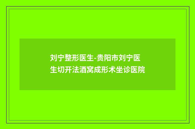 刘宁整形医生-贵阳市刘宁医生切开法酒窝成形术坐诊医院