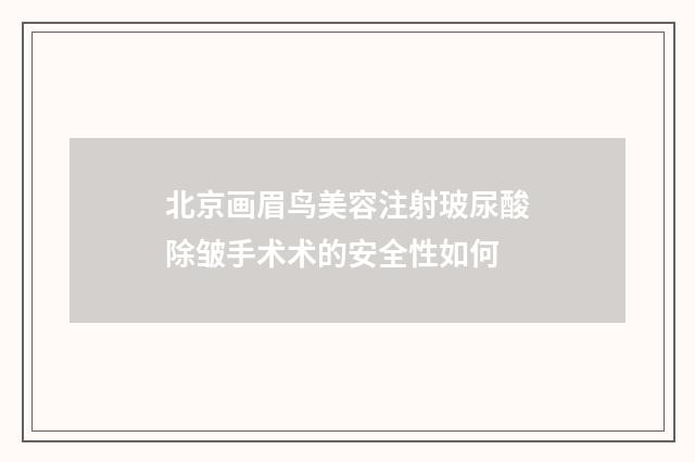 北京画眉鸟美容注射玻尿酸除皱手术术的安全性如何