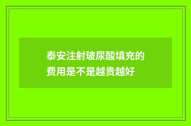 泰安注射玻尿酸填充的费用是不是越贵越好
