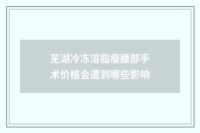 芜湖冷冻溶脂瘦腰部手术价格会遭到哪些影响