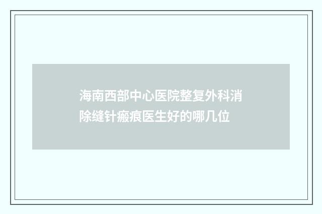 海南西部中心医院整复外科消除缝针瘢痕医生好的哪几位