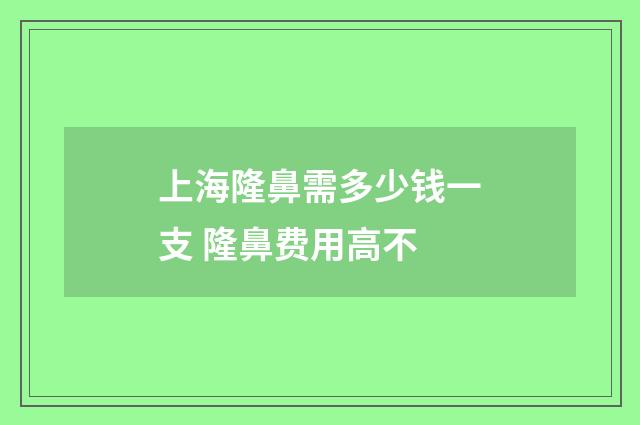 上海隆鼻需多少钱一支 隆鼻费用高不