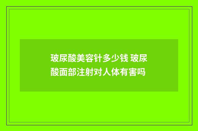 玻尿酸美容针多少钱 玻尿酸面部注射对人体有害吗