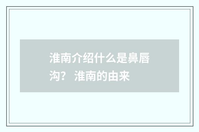淮南介绍什么是鼻唇沟？ 淮南的由来