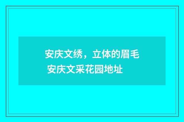 安庆文绣，立体的眉毛 安庆文采花园地址
