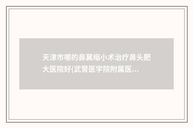 天津市哪的鼻翼缩小术治疗鼻头肥大医院好(武警医学院附属医院整形科领衔前三甲)