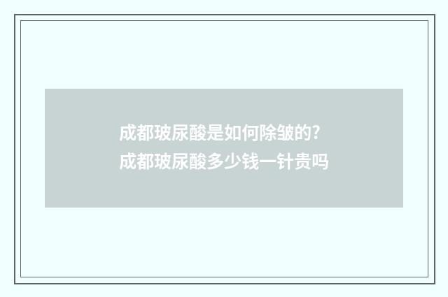 成都玻尿酸是如何除皱的? 成都玻尿酸多少钱一针贵吗