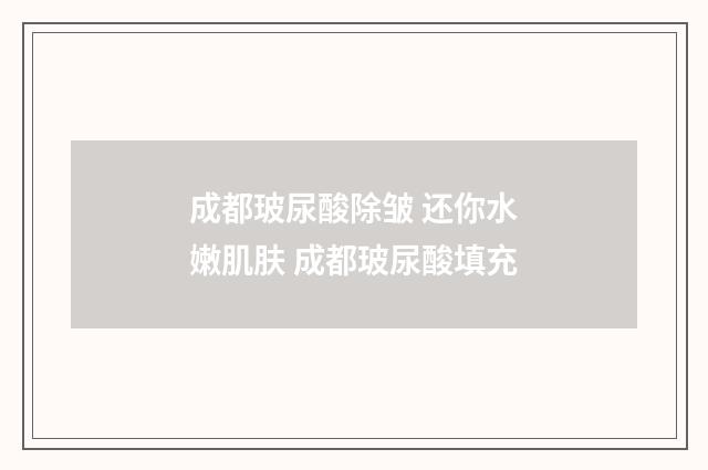 成都玻尿酸除皱 还你水嫩肌肤 成都玻尿酸填充