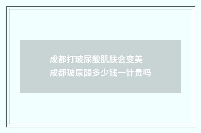 成都打玻尿酸肌肤会变美 成都玻尿酸多少钱一针贵吗