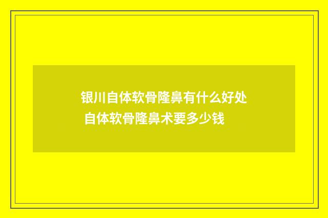银川自体软骨隆鼻有什么好处 自体软骨隆鼻术要多少钱