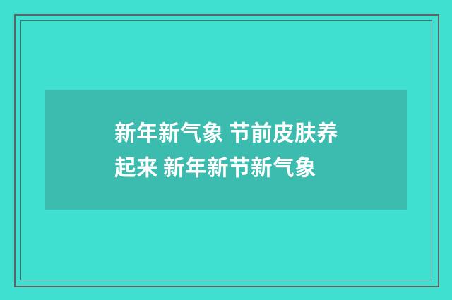 新年新气象 节前皮肤养起来 新年新节新气象
