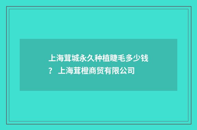 上海茸城永久种植睫毛多少钱？ 上海茸橙商贸有限公司
