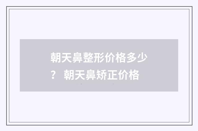 朝天鼻整形价格多少？ 朝天鼻矫正价格