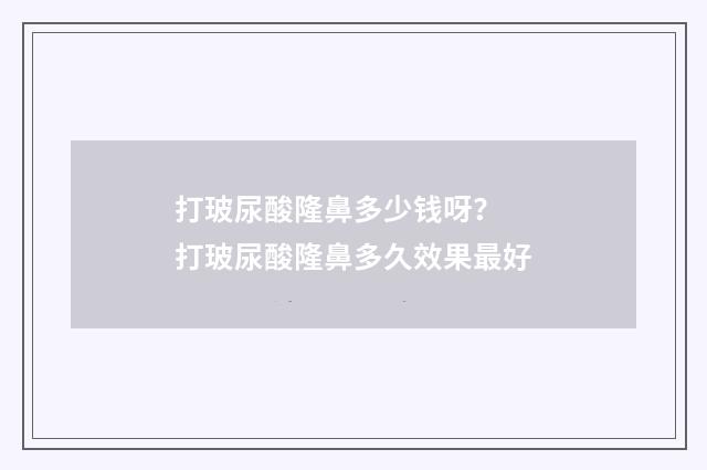 打玻尿酸隆鼻多少钱呀？ 打玻尿酸隆鼻多久效果最好