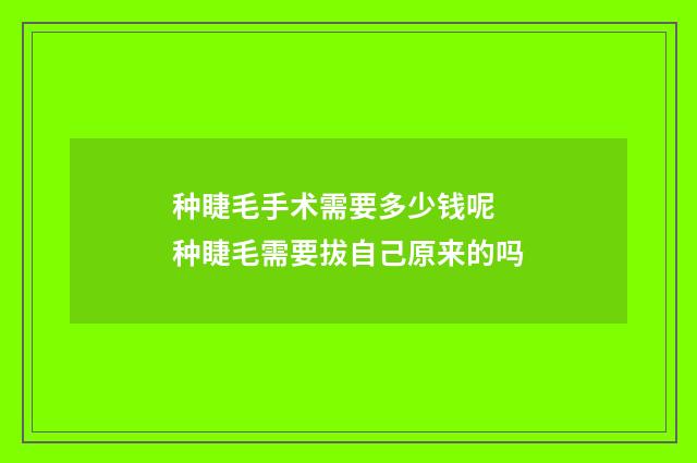 种睫毛手术需要多少钱呢 种睫毛需要拔自己原来的吗