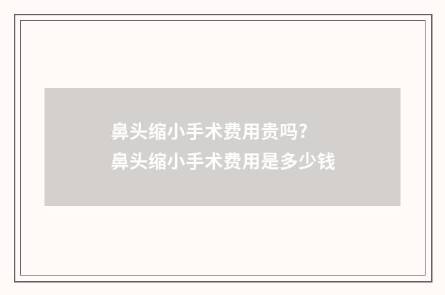 鼻头缩小手术费用贵吗? 鼻头缩小手术费用是多少钱