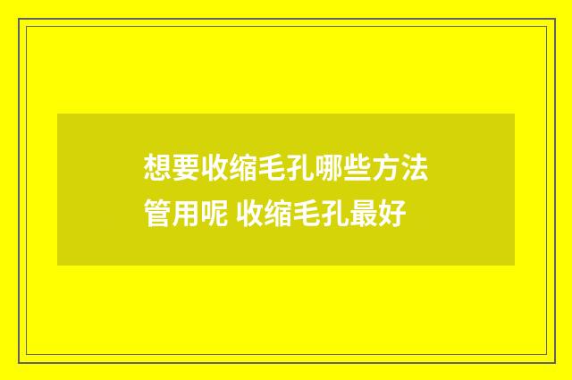 想要收缩毛孔哪些方法管用呢 收缩毛孔最好